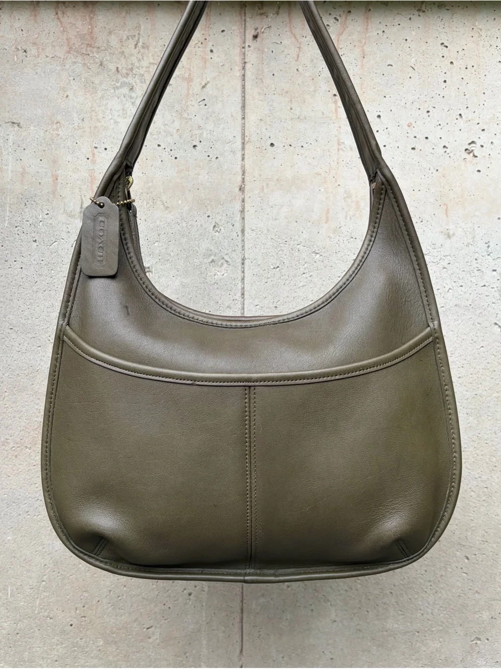 RARE Coach Ergo Pocket Zip #9033 Loden Green Leather VTG 90s Hobo Shoulder Bag